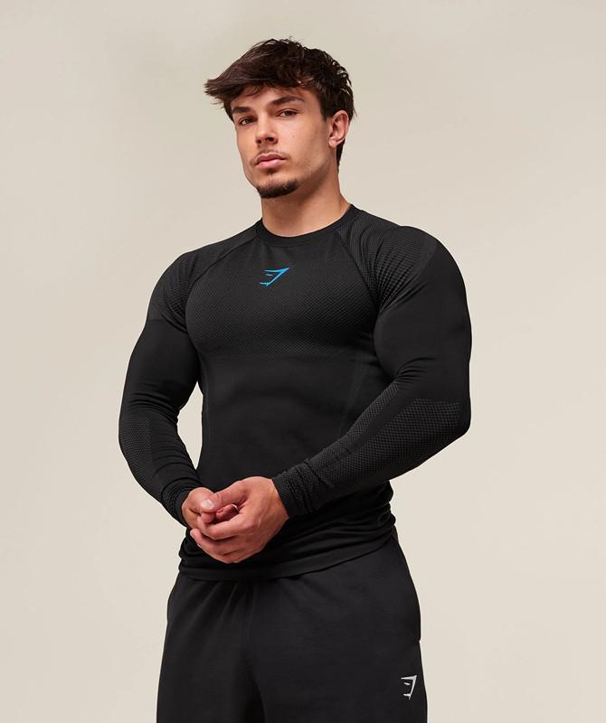 American Style Men's Quick Dry Color Block Long Sleeve Running Base Layer