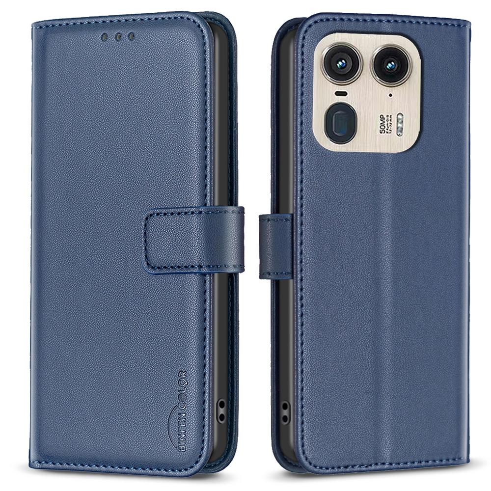 

BINFEN COLOR BF17 For Motorola Edge 50 Ultra 5G/Moto X50 Ultra 5G Case Full Protection Leather Phone Cover Blue
