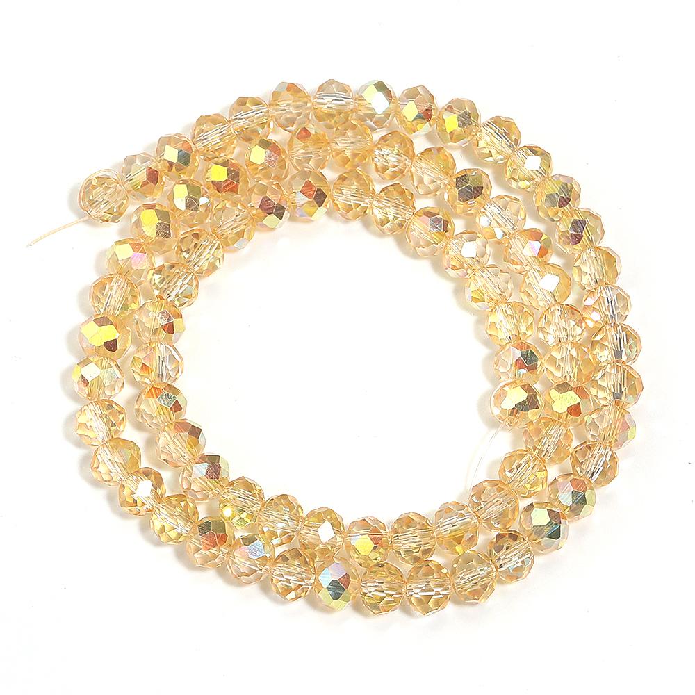1 Strand 3/4/6/8/10mm Faceted Crystal Beads Brilliant Gold Glass Loose Bead For Jewelry Making DIY Bracelet Necklace Accessories