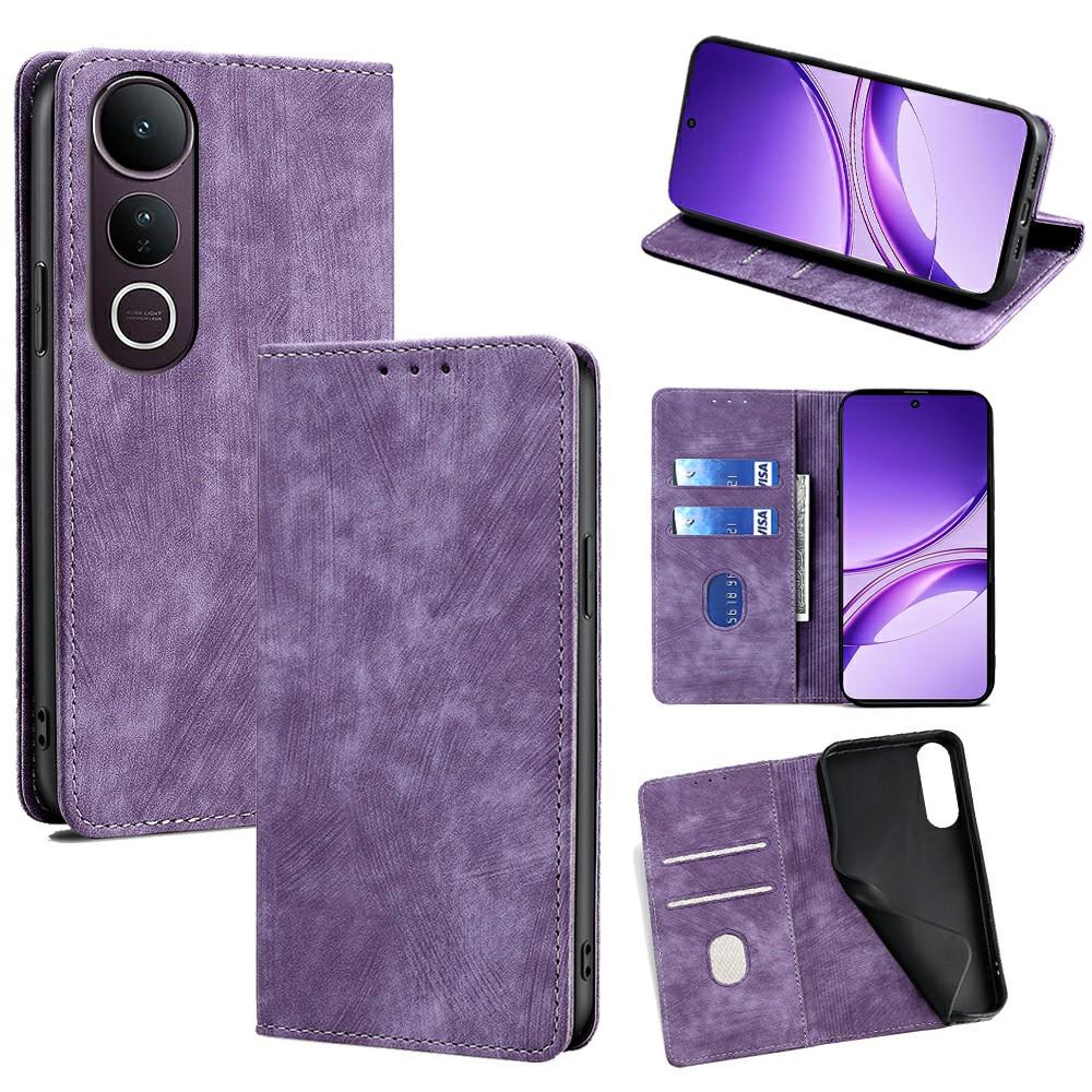 

Для vivo V50 Lite 5G Чохол Гаманець з RFID-блокуванням Шкіряний Чохол для Телефону Purple