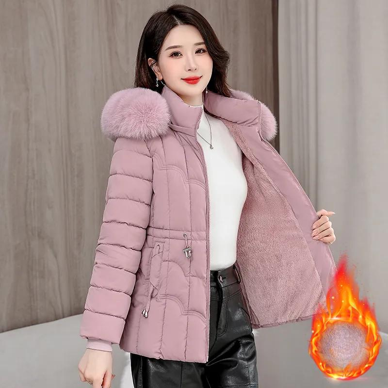 Winter Down Jacket Women's Parkas Warm Cotton Padded Coat Ladies Short Overcoat Hooded Overwear Tops