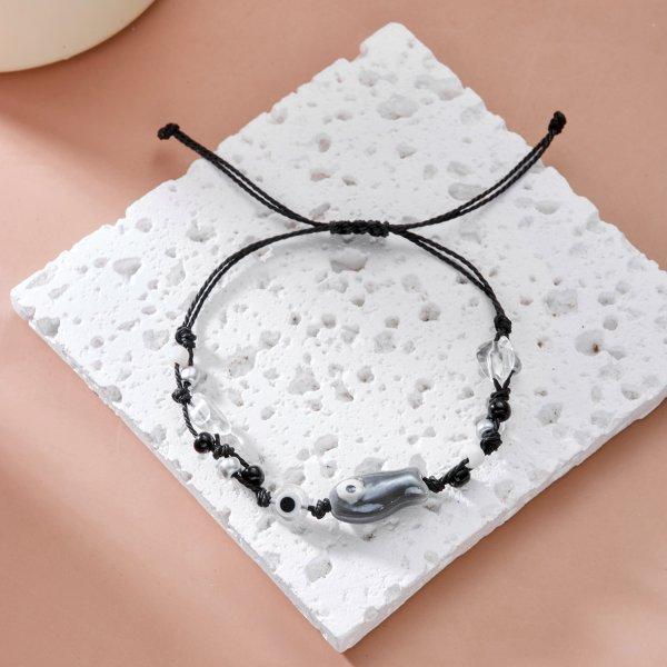 Handmade Colorful Ceramic Fish Beads Bracelet For Women Couple Braided Beads Bangle Bohemian Party Friendship Aesthetic Jewelry