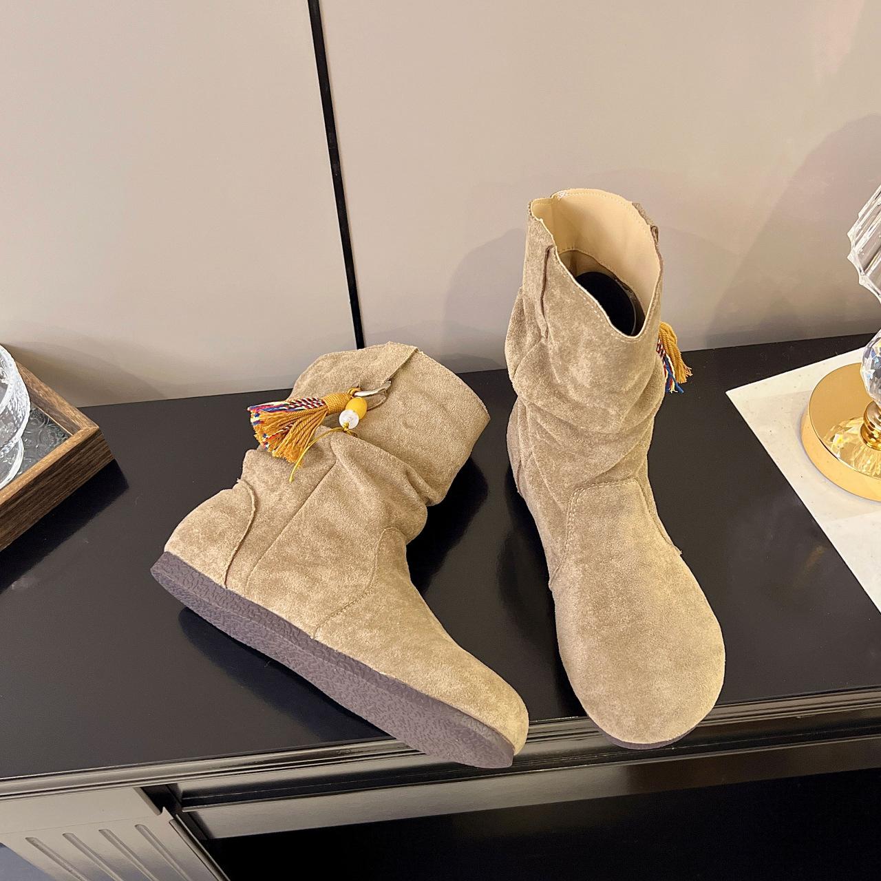 

Retro short boots women s autumn new with skirt travel vacation western boots short boots 40 хаки