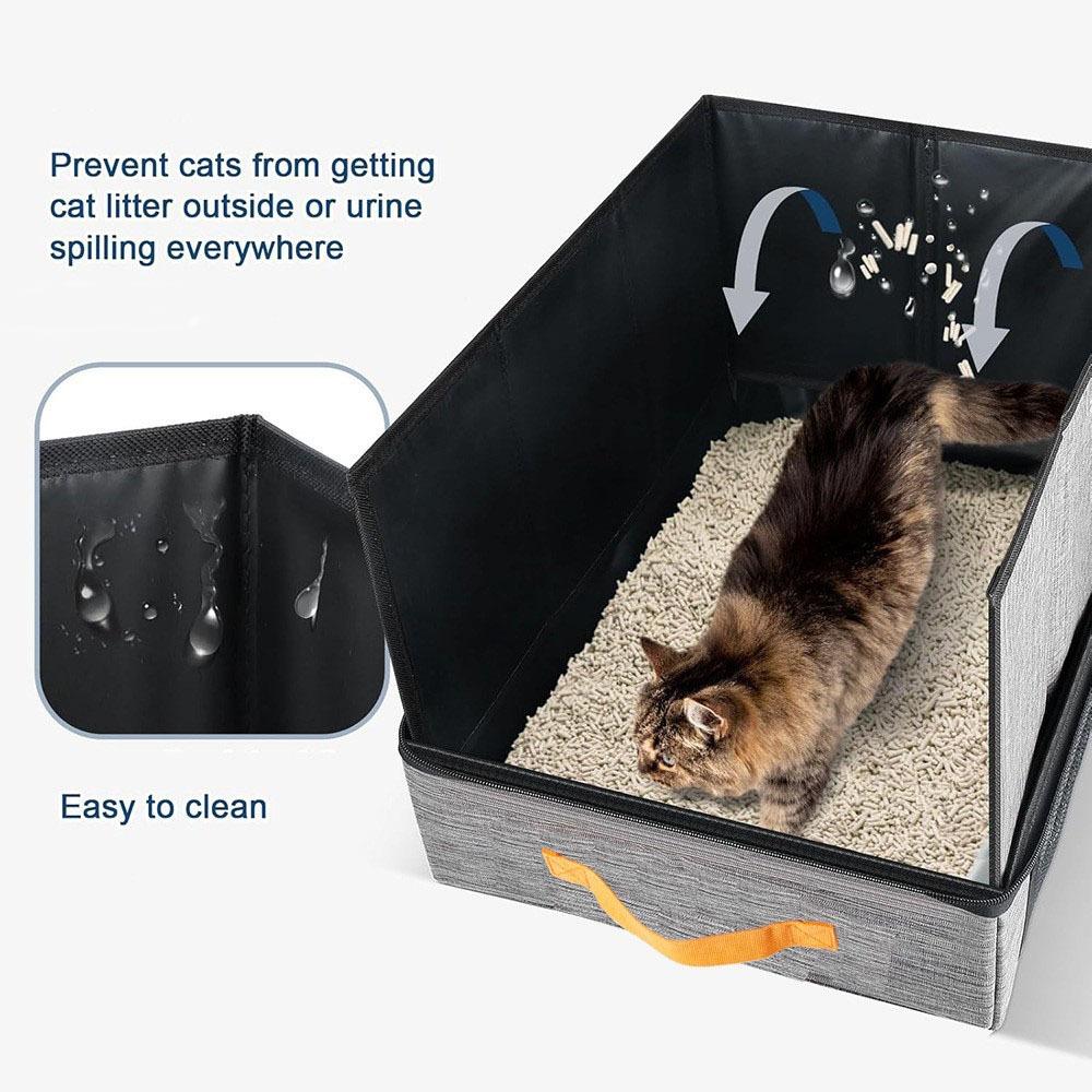 

Outdoor Foldable Cat Litter Box Portable Folding Travel Pet Litter Box Dog Toilet Tray Folding Cat Litter Potty Waterproof сірий
