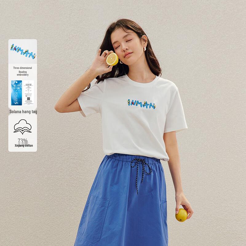 INMAN Cooling Sorona Beaded Embroidered T-Shirt L