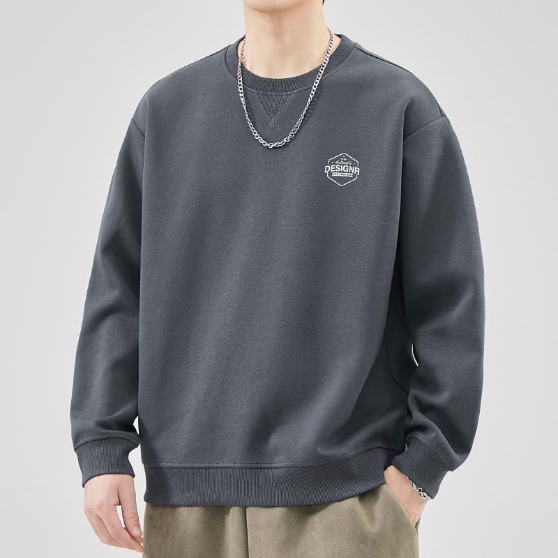 Men's Plus Velvet Warm Round Neck Hoodie - Autumn/Winter Style Long Sleeve Base Layer for Teens