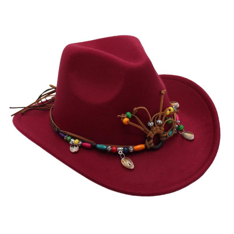 Hot-Selling Western Cowboy Hat Ethnic Style Stage Hat Warped Edge Fedora Hat British European And American Style