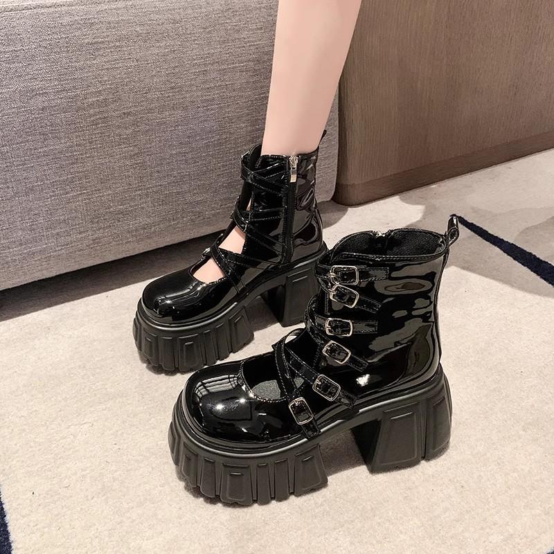 Fashion Brand New Design Goth Summer Sandals Women Platform Chunky High Heels Female Shoes Punk Thin Band 2025 Fashion Shoes For Woman