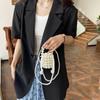 Mori Cute Imitation Pearl Woven Mini Compact Women's Earphone Mouth Red Envelope Spring New Shoulder Messenger Bag