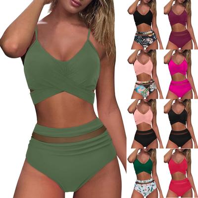 Bikini Sexy Girl Solid Women's Swimsuit  Split Cross Backless Two Piece Set For Teenagers Biquinis Feminino Tendência 2025