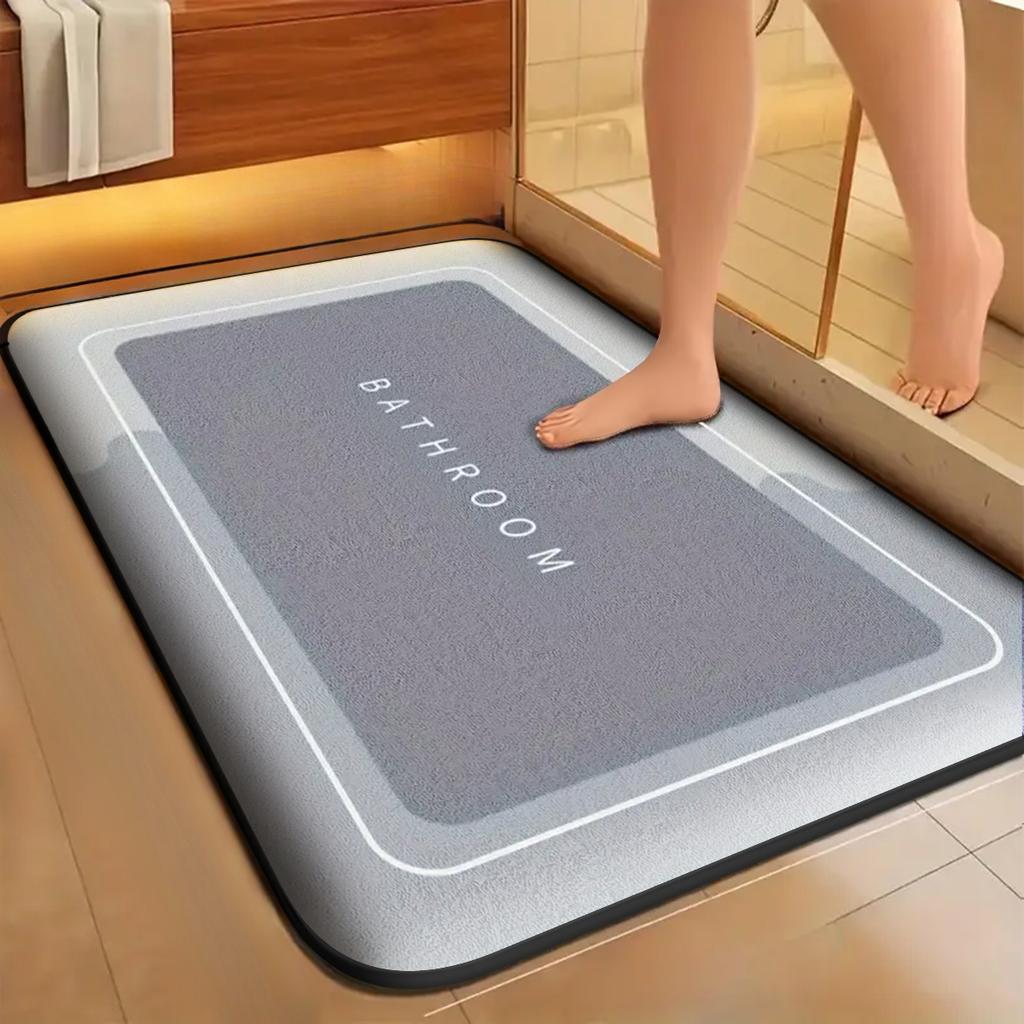 Bathroom Flannel Absorbent Soft Floor Mat Shower Room Door Simple Dirt-resistant Door Mat Carpet Non-slip Foot Mat