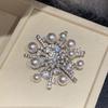 Elegant French 925 Snowflake Pearl Brooch - High-end Trendy Korean Style Coat Accessory for Women