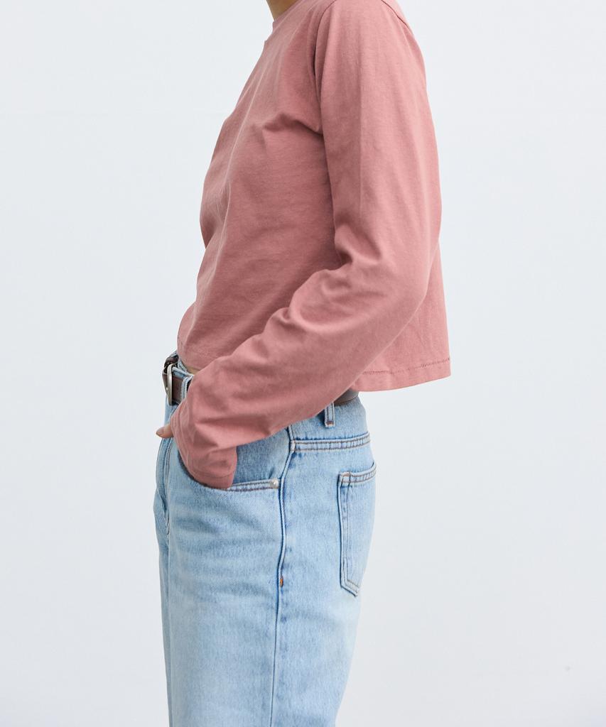 Peullabijeum Women Crop Long Sleeve Tee - Dark Orange