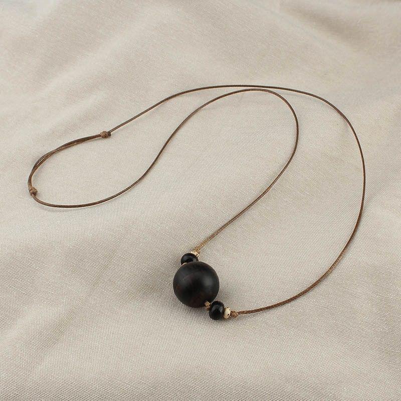Retro Purple Rosewood Beaded Incense Ball Necklace - Versatile Cotton Linen Accessory