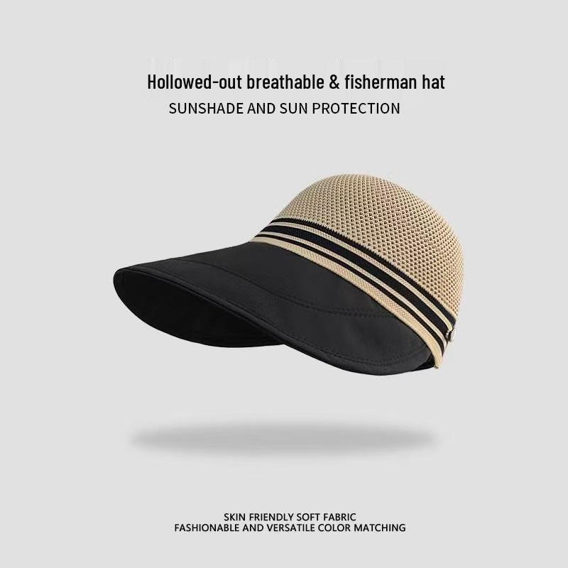 Zhao Lusi Style Women's Spring/Summer 2024 UV Protection Black Fisherman Sun Hat