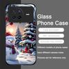 Cute Winter Snowman Christmas Tree Tempered Glass Phone Case for OPPO Reno 13F 12 11 10 ProPlus Find X8 X3 Lite A58 A94 5G Cover