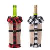 Red Cozy And Black Tartan Wine Bottle Sleeve With Elegant Burlap Bell For Holiday Celebrations