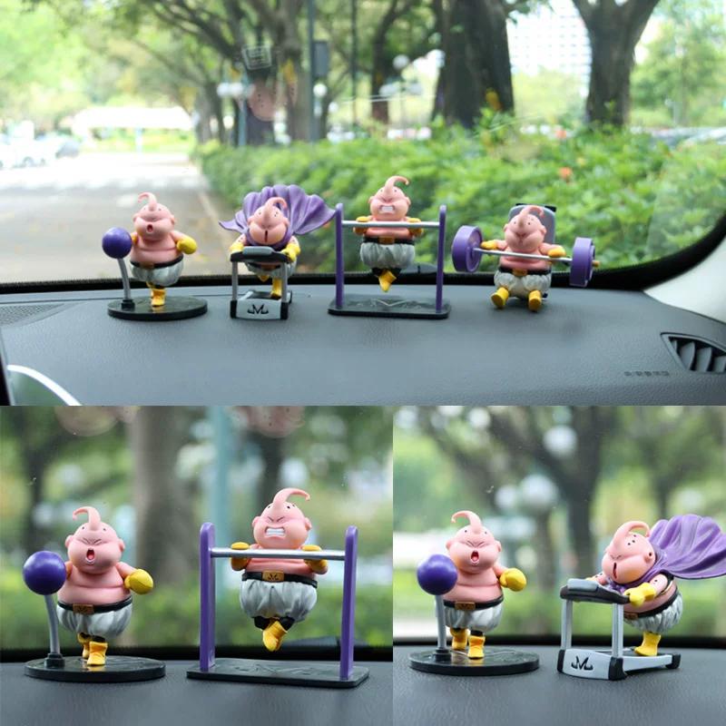 10cm Dragon Ball GK Fat Majin Buu Fitness Figures Boxing Yoga Running Anime Model Toy Car Ornament Computer Case Decor Boy Gifts