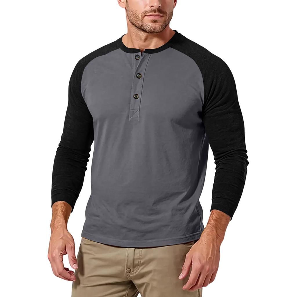 Men's Casual Solid Color Buckle Quick Dry Shoulder  Long Sleeved