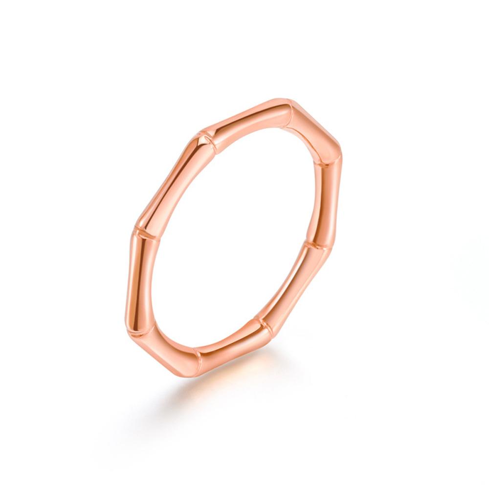 Titanium Steel Bamboo-Inspired Minimalist Ring 18K Gold Plated Slim Pinky Jewelry Korean Style Hypoallergenic Unisex Rings