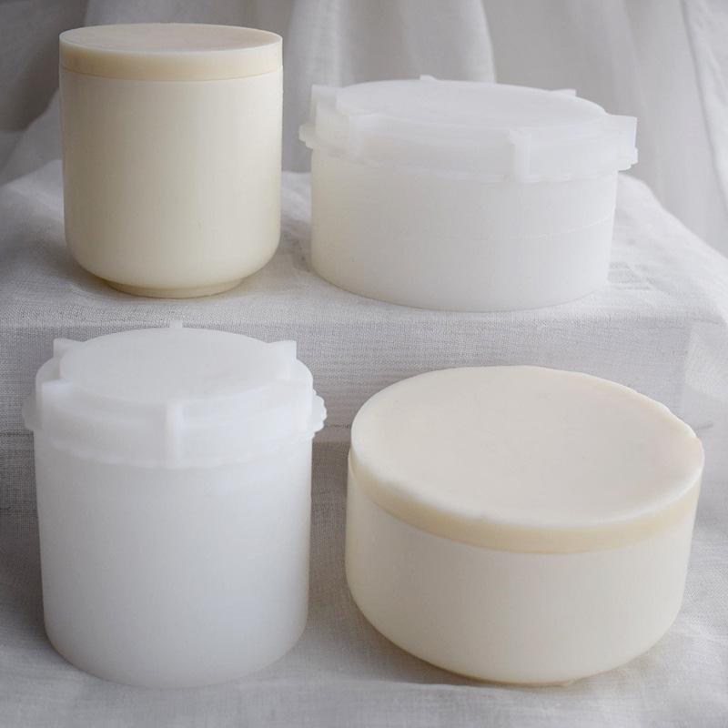 תבנית סיליקון עגולה לכוס נר עם מכסה, קופסת אחסון ומראה אפוקסי שרף, עשה זאת בעצמך צמנט, גבס, ארומתרפיה