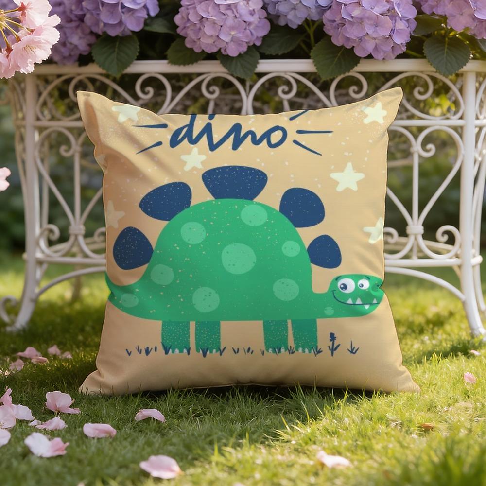 Cute Cartoon Dinosaur Cushion Cover Home & Car Dual-Scene Pillow Cover: Reversible for Premium Comfort