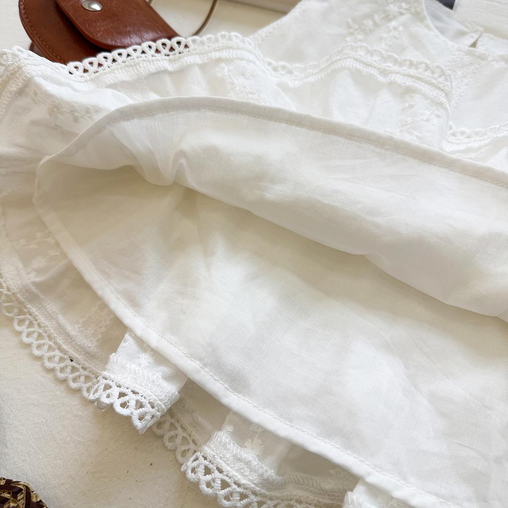 Summer Girls Embroidered Floral Vest And Plaid Ruffle Wide Leg Pants Two Piece Set