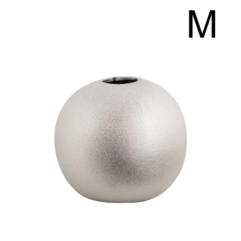 1 Stück Kugelförmige Blumenvase Finish Dekorative Kugel Galvanisierte Keramikvase Premium Metallische Wohnzimmerdeko Keramikvase