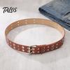 Casual Jeans Accessory 105cm Studded Punk Belt for Women, Faux Leather Grommet Waist Rock Band with Double Prong Buckle, Edgy Jean Music Festival