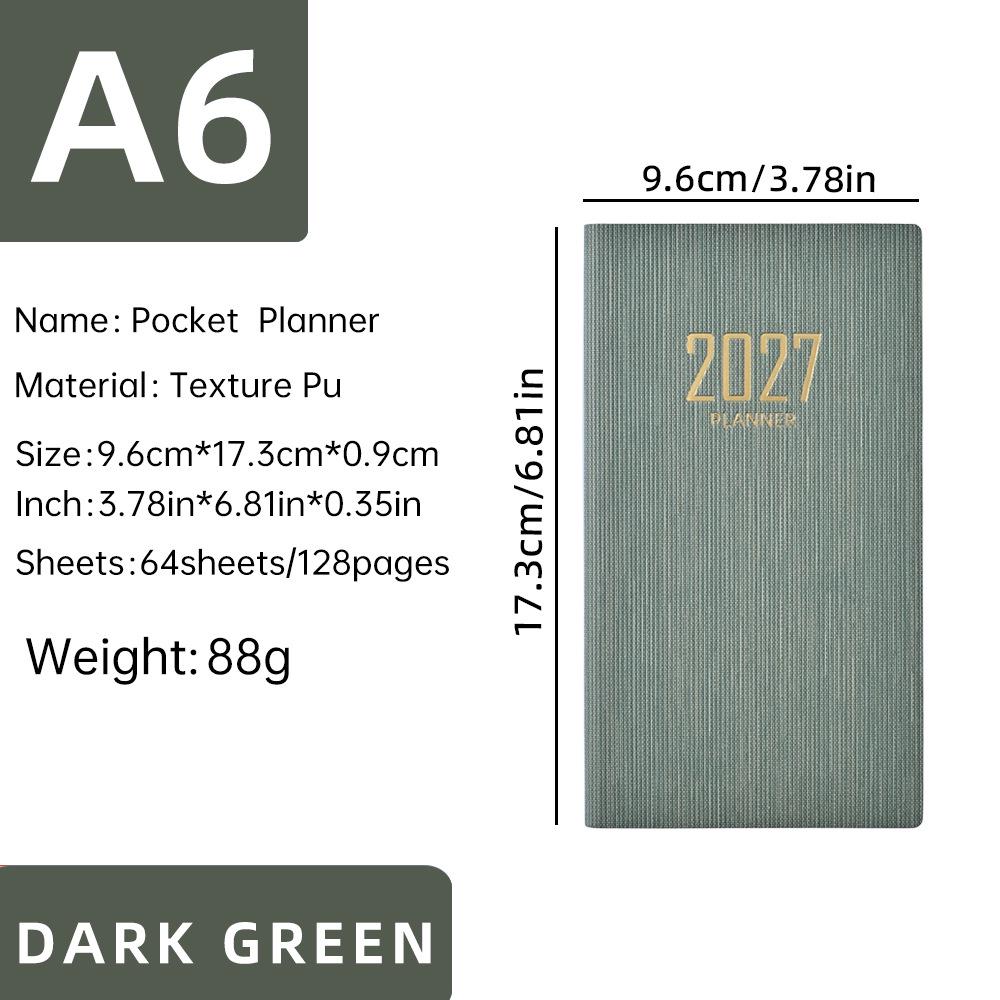 In-Stock 2027 A6 Slim Weekly Planner - English, PU Cover, Portable