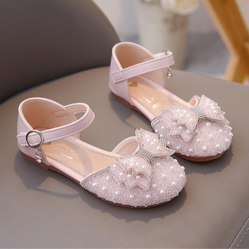 

Летние полусандалии для девочек, корейская версия, детская кожаная обувь на мягкой подошве, детские хрустальные туфли средней высоты, туфли принцессы для малышей 26 розовый