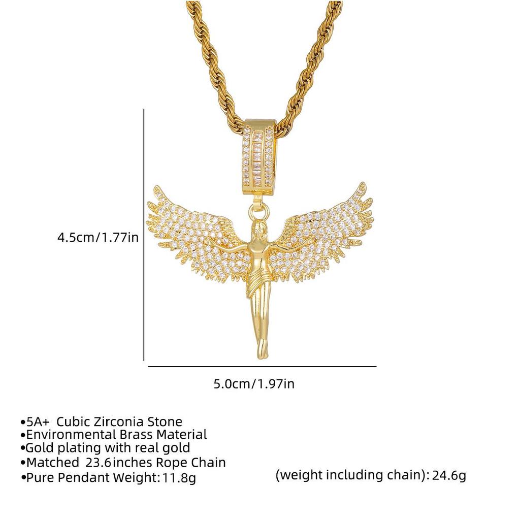 3D Engelsflügel Diamant Anhänger Unisex Pulloverkette