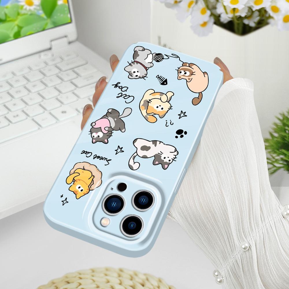 Happy Cat Phone Case For iPhone 13 12 11 7 8 6 6S Plus Pro Max Mini X XS XR SE 2020 2022 Film Hard Cover