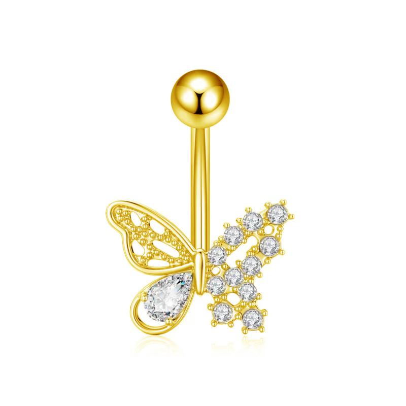 1PCS Zircon Flower Belly Button Ring Drop Chain 14G G23 Titanium Curved Barbell Navel Piercing Women Girls Sexy Jewelry