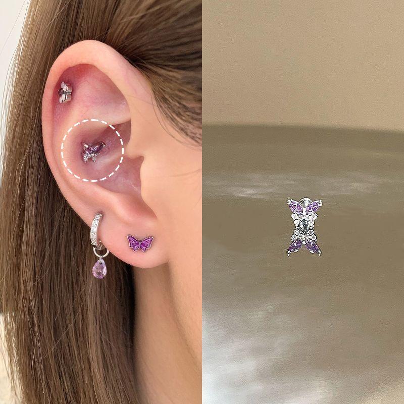 Ringring Store Medical Titanium Steel Ear Studs Edge Buckle Loop Bone Nail Earring Ear Bone Pin Titanium Alloy Earrings Earrings Female