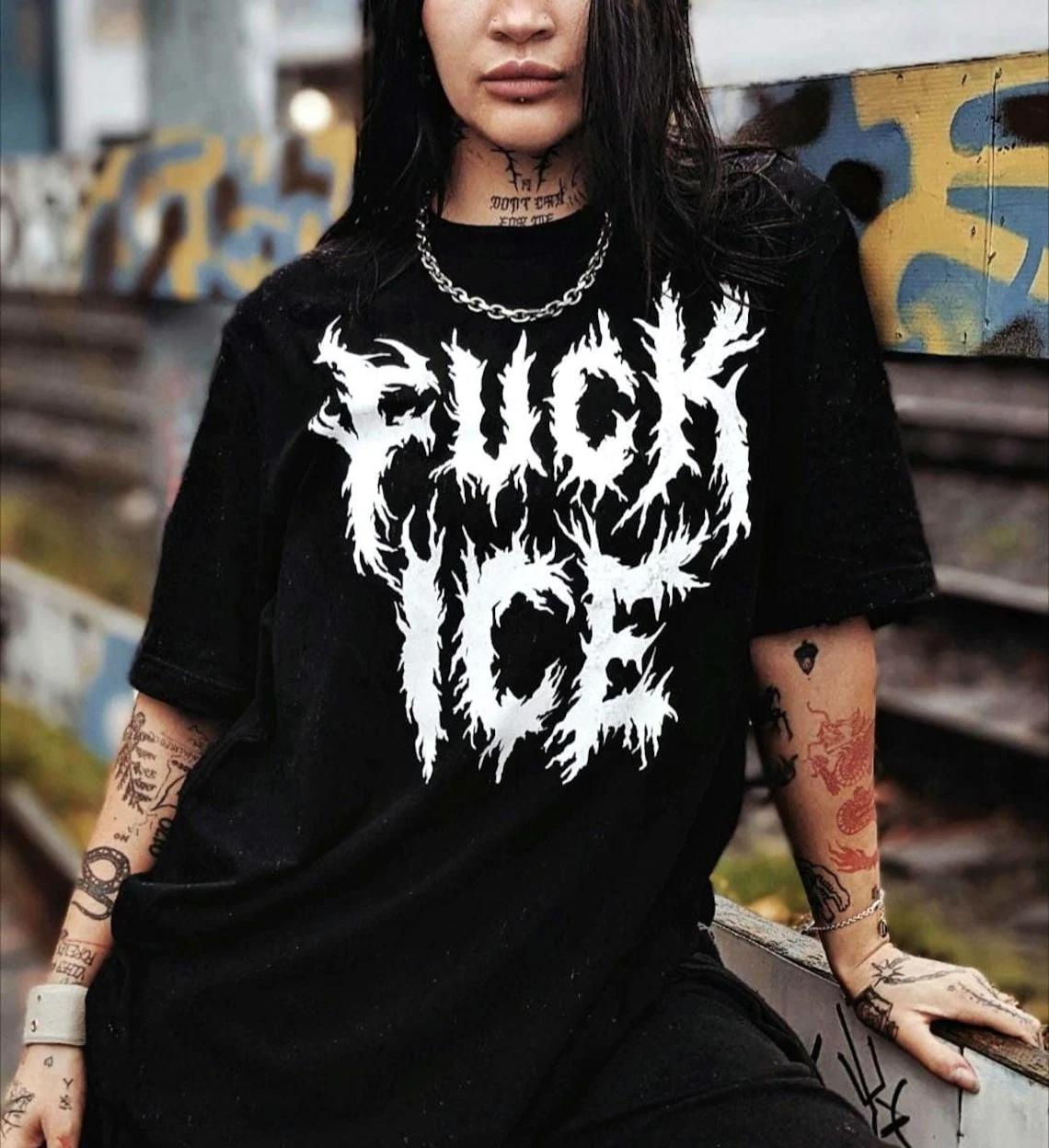 

F* ICE Металлическая унисекс футболка с протестным принтом 4XL
