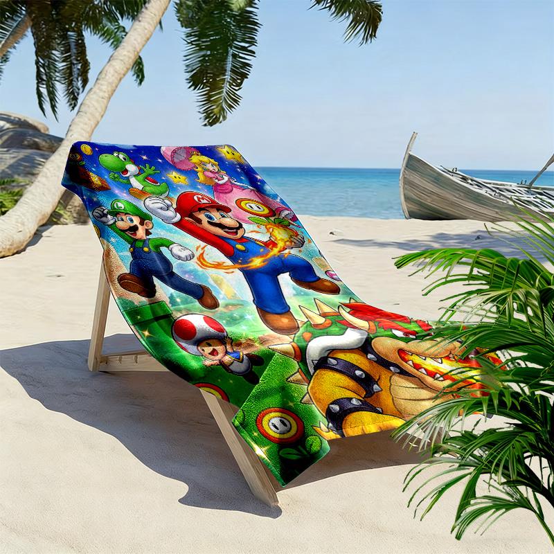 Super Bros Print Beach Towel, Large Soft Quick Dry Towel for Beach Camping Swimming