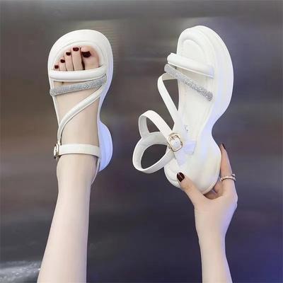 Fashion Women Sandals 2025 Autumn New Fashion Korean Breathable Comfort Sandals Thick Bottom Soft Bottom Buckle Sandals Round Toe Shoes