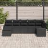 Ensemble de canapé jardin 7 pièces avec coussins en rotin poly noir vidaXL, Canapé jardin 2 places avec coussins en rotin 3345793