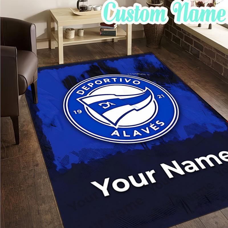 Custom Name Deportivo Alaves Crest  Rug, Office Rug, Chair Rug, Carpet for Living Rooms, Doormat Game Rug Home Decor Christmas Gifts