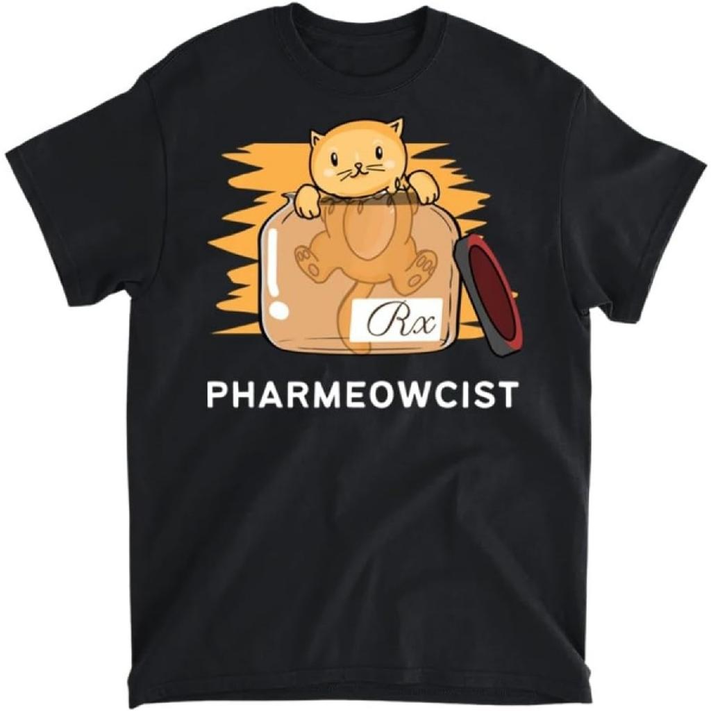 Funny Pun Cute Cat Pharmacist Pullover Hoodie T-Shirt, Tank Top, Long Sleeve, Sweatshirt, Hoodie Men Women Kids Made in Canada Black