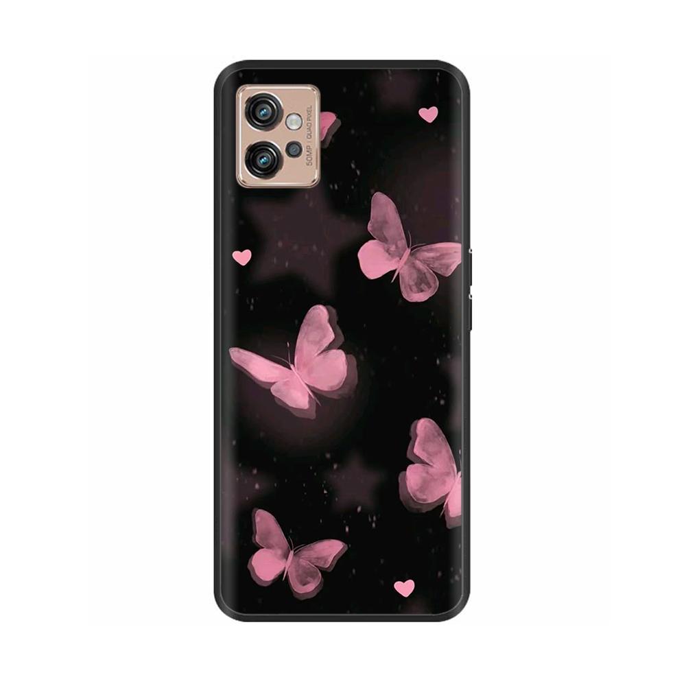 For Motorola Moto G32 Phone Case Heart-Butterfly Funda For Motorola Moto G32 MotoG32 Cover Protection Liquid Silicone Bumper