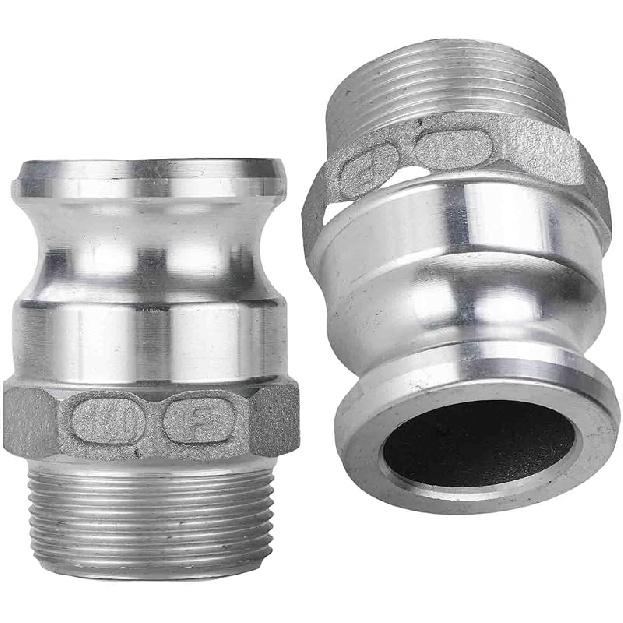 Cam Lock Type F 2'' Cam Groove Couplings Al Camlock Hose Fittings Pipe Couplings (2Inch-F200-2pcs), Silver