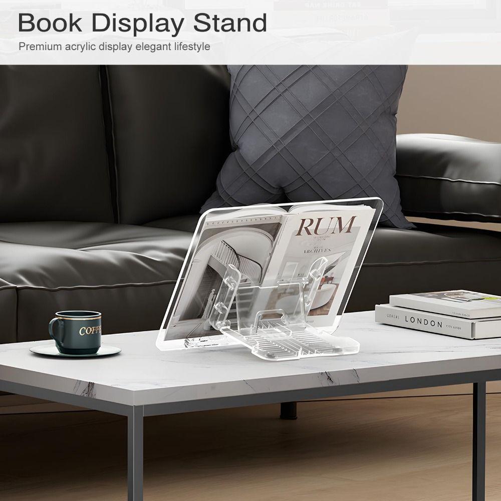Portable Acrylic Book Stand Angle Adjustable Easy Use Reading Stand Foldable Design Lightweight Book Holder Reading Aid