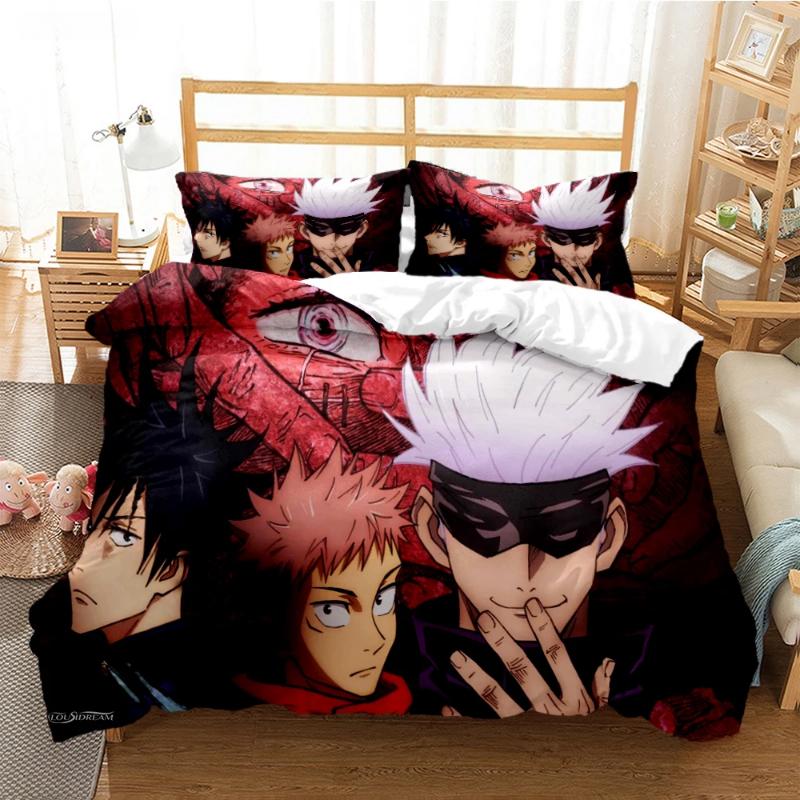 Jujutsu Kaisen Bedding Set Quilt Cover Pillowcase Anime Figure Satoru Gojo Bed Bedroom Duvet Cover Decor Beddings Suit Kids Gift