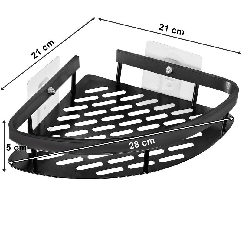 Corner Bathroom Shelf, 2 Pieces - Black