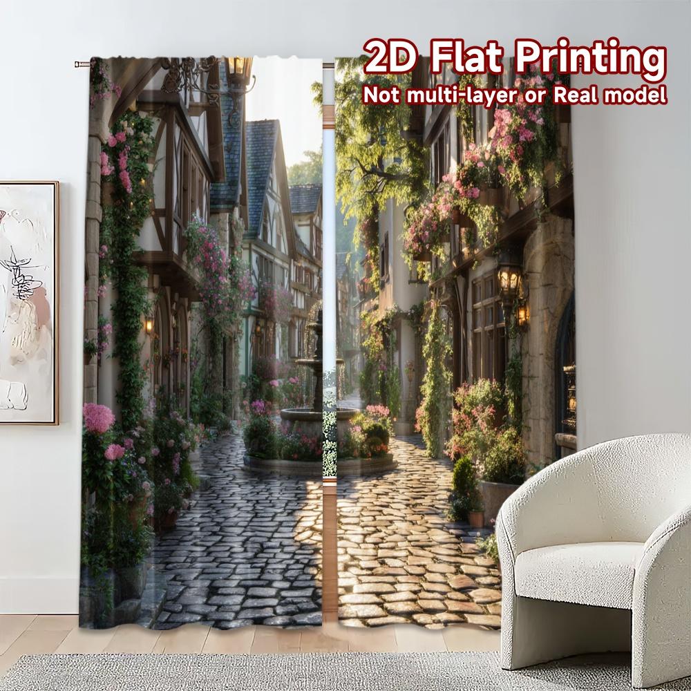 Flat Printing Curtains Without Rod Stoneflower Alley Print Chic Versatile Fabric All Curtain Set Of 2 Made Polyester Washable
