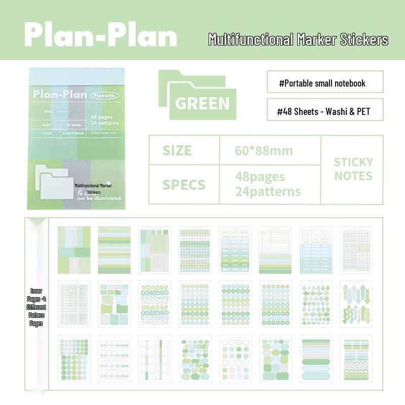 Planwith Logical Multi-functional Marker Stickers: Portable Writing & Classification Index for Planners & Notebooks