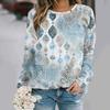 Autumn and winter round neck long sleeved print elegant and casual loose fit