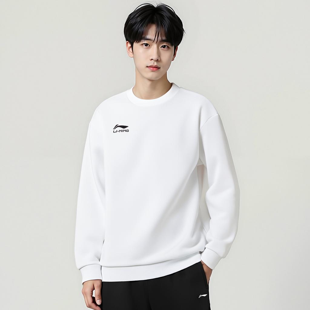 Li-Ning Versatile Simple Round Neck Letter Print Casual Loose Comfortable Sweatshirt Unisex Sweatshirt AWDVG85-2